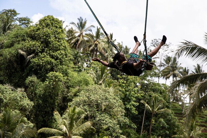 Bali White Water Rafting with Sacred Monkey Forest and Swing - My Swing Bali: the height moment over jungle and rice terraces